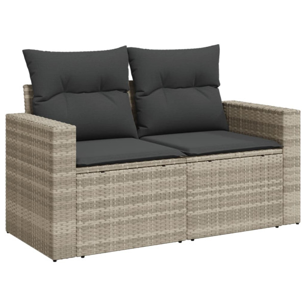 Set muebles jardín 9 pzas y cojines ratán sintético gris claro M 5