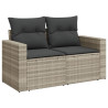 Set muebles jardín 9 pzas y cojines ratán sintético gris claro 5