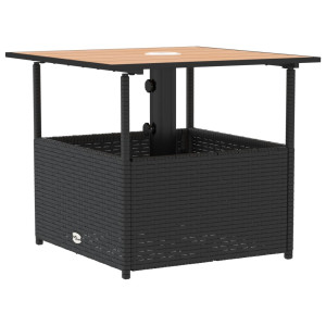 Mesa jardim c/ orifício guarda-sol 55x55x46.5cm vime PE preto H