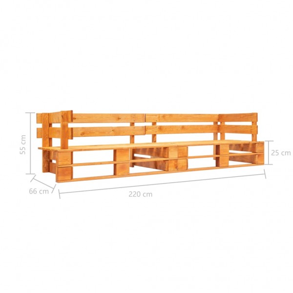 Sofá de jardim pallets de 2 lugares madeira marrom mel M 3