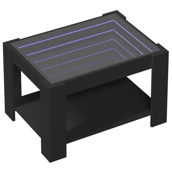 Mesa de centro con LED madera de ingeniería negro 73x53x45 cm M 3