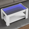 Mesa de centro c/ LEDs 93x53x45 cm derivados de madeira branco 1