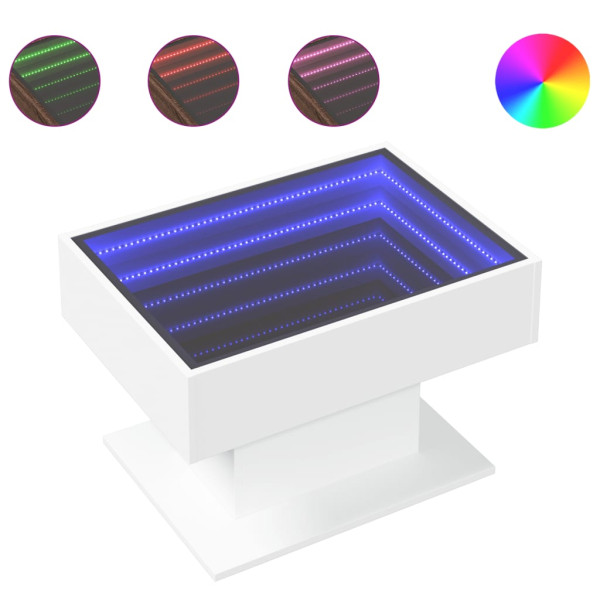 Mesa de centro c/ LEDs 70x50x45 cm derivados de madeira branco M 2