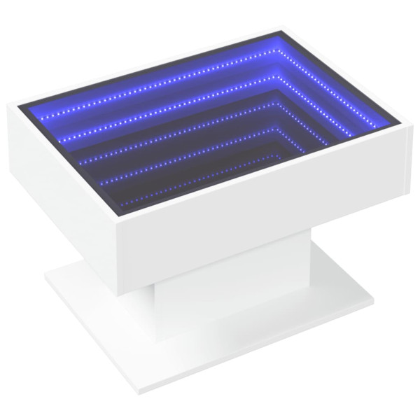 Mesa de centro con luz LED madera ingeniería blanca 70x50x45 cm M 3