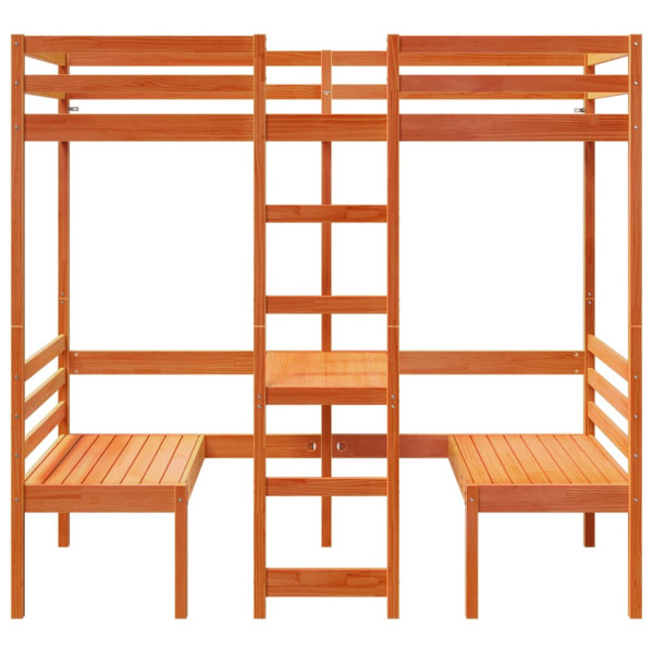 Cama alta c/ secretária/cadeiras 90x190 cm pinho castanho-mel M 5