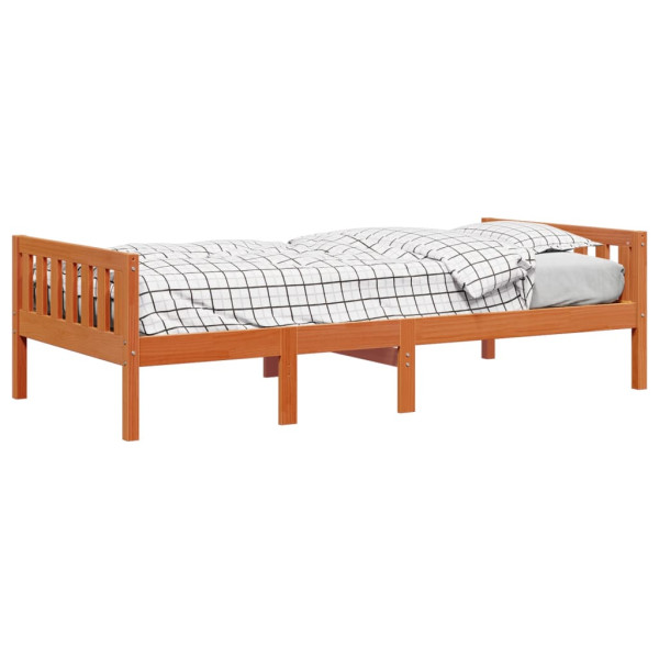 Cama de niños sin colchón madera maciza pino marrón 80x200 cm M 4