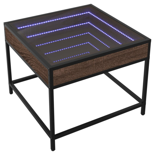 Mesa de centro con Infinity LED marrón roble 50x50x41 cm M 3