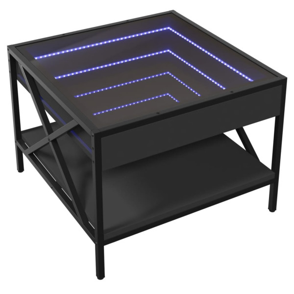 Mesa de centro c/ luzes LED Infinity 50x50x38 cm preto M 3