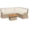 Set muebles de jardín 5 pzas con cojines ratán sintético beige 2