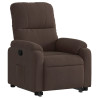 Sillón reclinable elevable tela de microfibra marrón 3