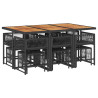 Set de comedor jardín 11 pzas con cojines ratán sintético negro 3