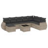 Set muebles jardín 9 pzas y cojines ratán sintético gris claro 2