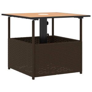 Mesa jardim c/orifício guarda-sol 55x55x46.5cm vime PE castanho H