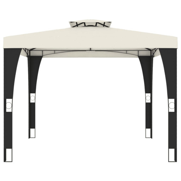Gazebo com telhado duplo 2.98x2.98 m aço creme M 4