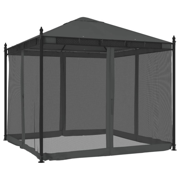 Gazebo com paredes de malha 2.93x2.93 m aço antracite M 2