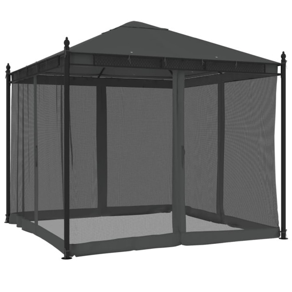 Gazebo com paredes de malha 2.93x2.93 m aço antracite M 5