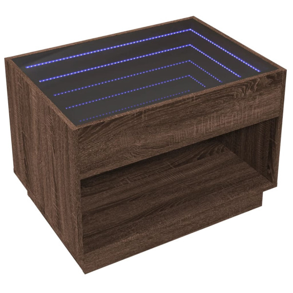Mesa de centro luzes LED Infinity 70x50x50 cm carvalho castanho M 5