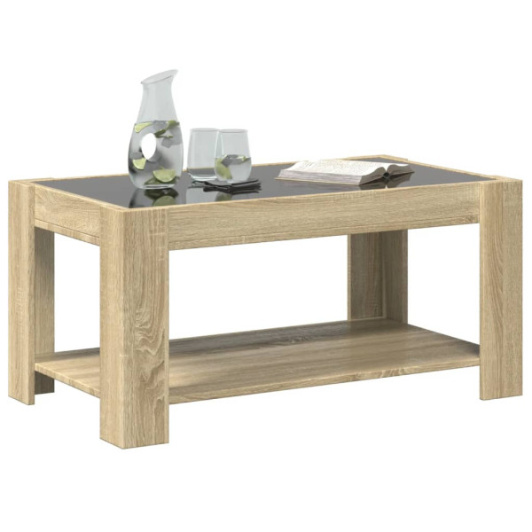 Mesa de centro y LED madera ingeniería roble Sonoma 93x53x45 cm M 5