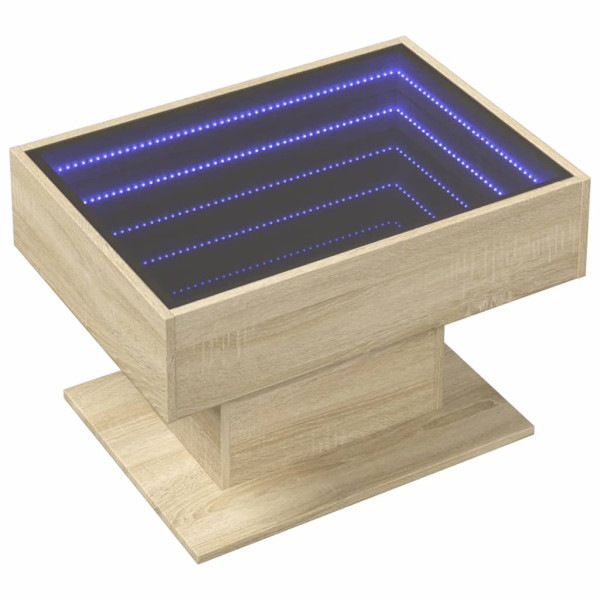 Mesa de centro y LED madera ingeniería roble Sonoma 70x50x45 cm M 3