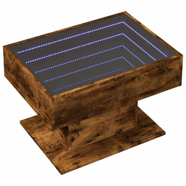 Mesa de centro y LED madera ingeniería roble ahumado 70x50x45cm M 3