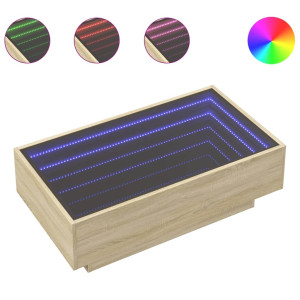 Mesa de centro y LED madera ingeniería roble Sonoma 90x50x30 cm H