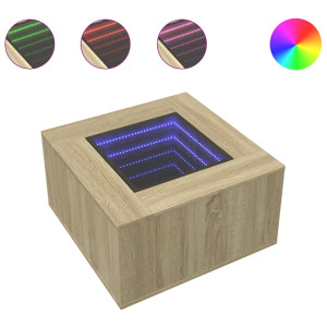 Mesa de centro y LED madera ingeniería roble Sonoma 60x60x40 cm H