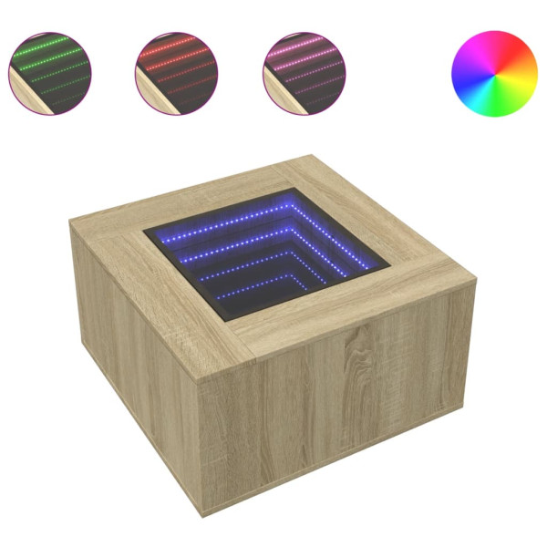 Mesa de centro y LED madera ingeniería roble Sonoma 60x60x40 cm M 2