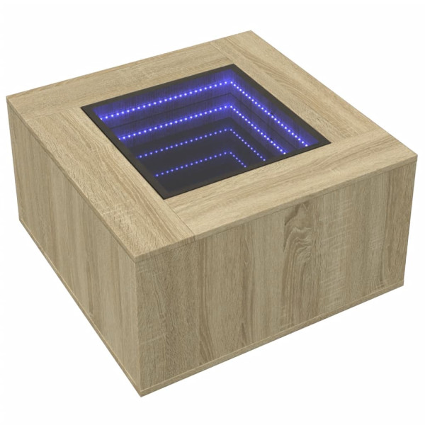 Mesa de centro y LED madera ingeniería roble Sonoma 60x60x40 cm M 3