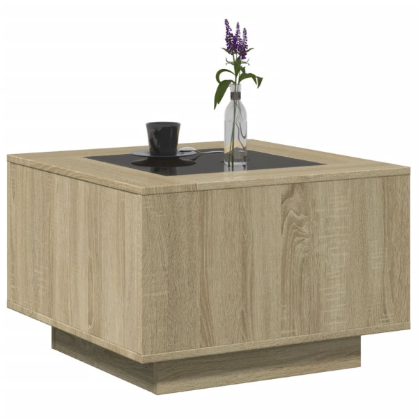Mesa de centro y LED madera ingeniería roble Sonoma 60x60x40 cm M 5