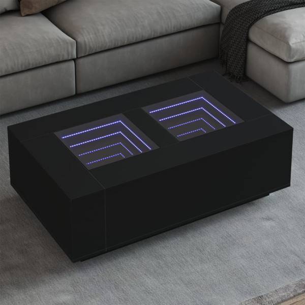 Mesa de centro con LED Infinity negra 116x69x40 cm M 3