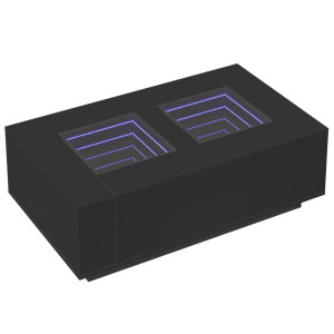 Mesa de centro con LED Infinity negra 116x69x40 cm H