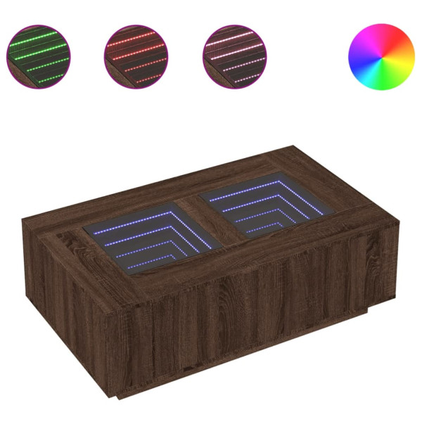 Mesa centro luzes LED Infinity 116x69x40 cm carvalho castanho M 2