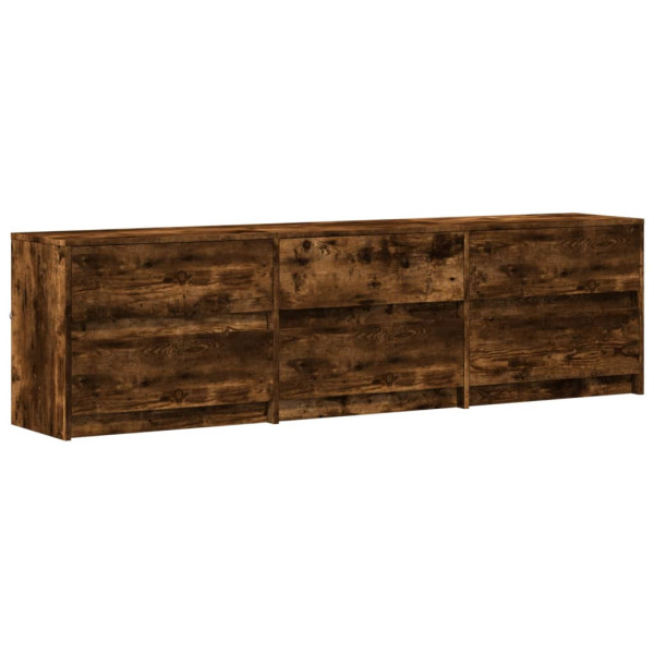Mueble de TV LED madera ingeniería roble ahumado 180x34x50 cm M 3