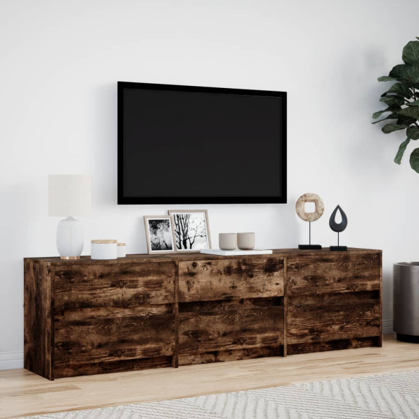 Mueble de TV LED madera ingeniería roble ahumado 180x34x50 cm M 4