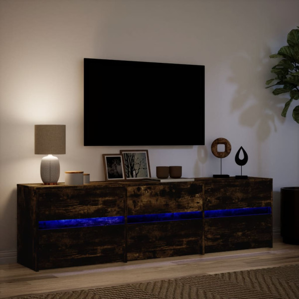 Mueble de TV LED madera ingeniería roble ahumado 180x34x50 cm M 5