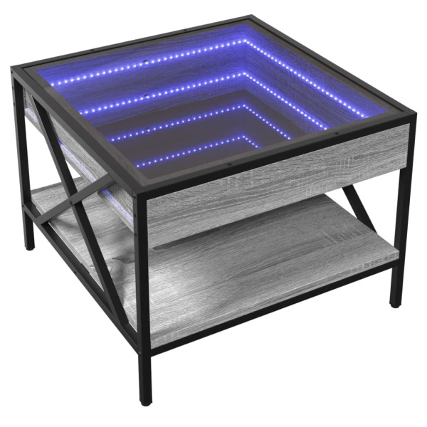 Mesa de centro luzes LED Infinity 50x50x38 cm cinzento sonoma M 3
