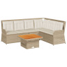 Set muebles de jardín 5 pzas con cojines ratán sintético beige 2