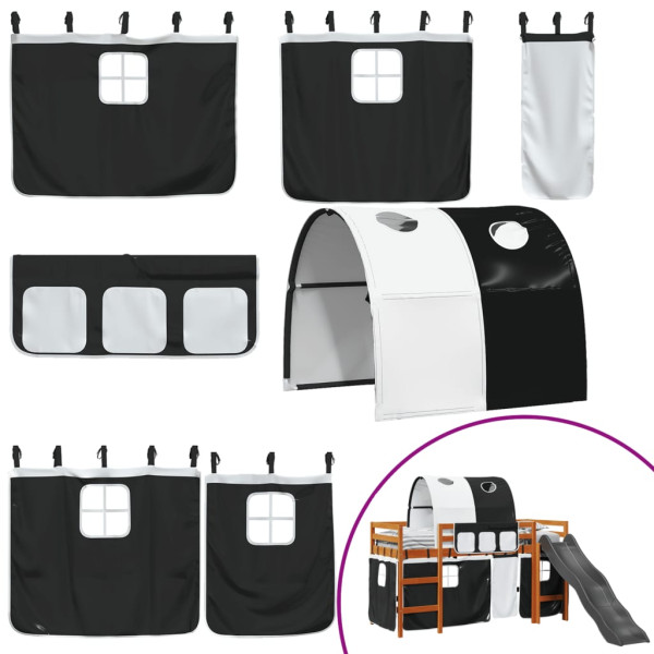 Cama alta niños con túnel madera pino blanco negro 80x200 cm M 5