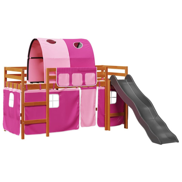 Cama alta para niños con túnel madera pino rosa 80x200 cm M 2