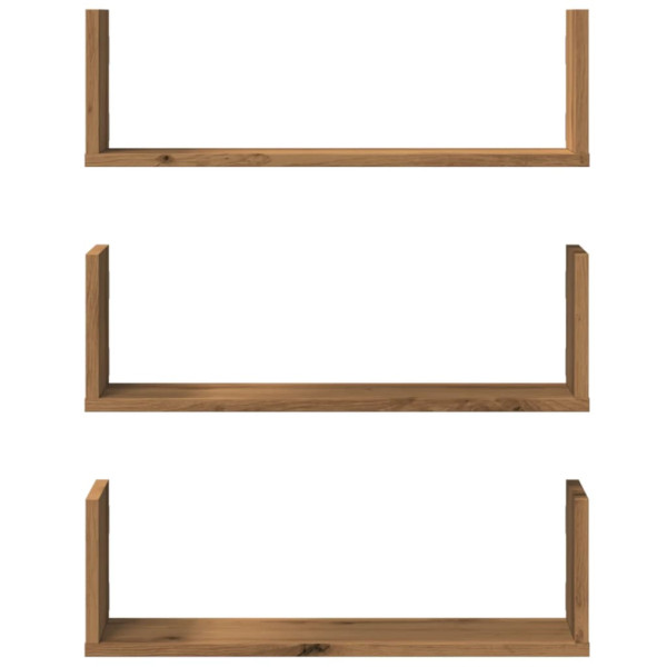 Prateleiras de parede 3pcs derivados madeira carvalho artisiano M 4