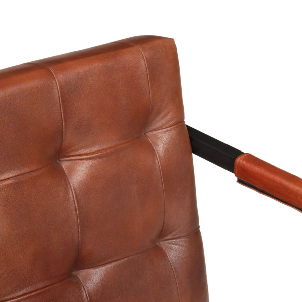 Sofá de 3 lugares couro de cabra genuíno castanho M 5