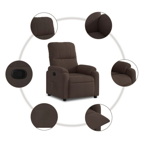 Sillón reclinable tela de microfibra marrón M 5