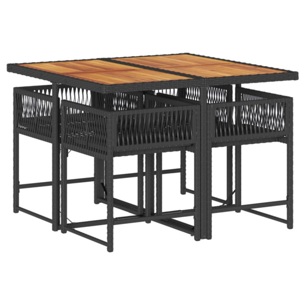 Set de muebles jardín 5 pzas con cojines ratán sintético negro M 3