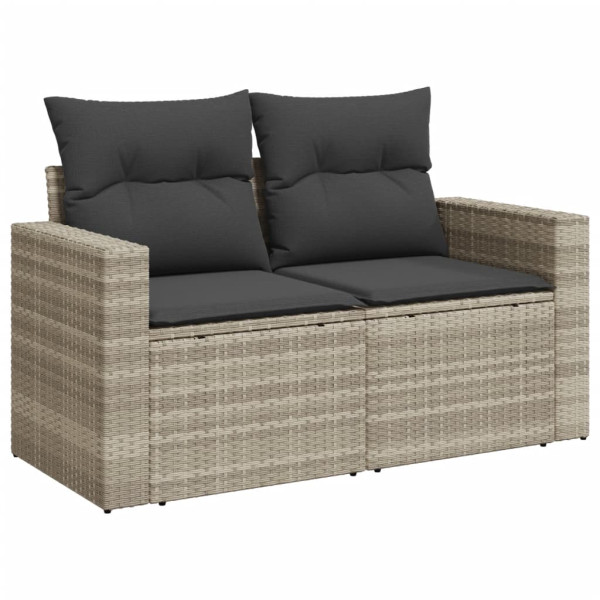 Set muebles jardín 9 pzas y cojines ratán sintético gris claro M 4