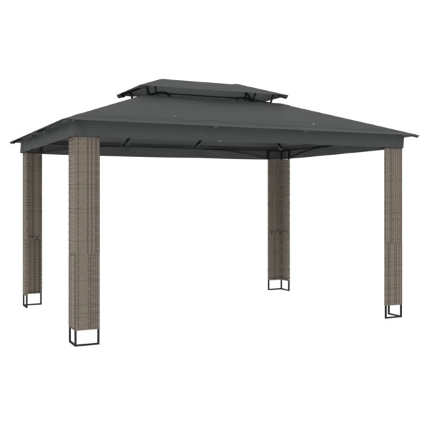 VidaXL Gazebo com telhado duplo 3.94x2.96 m aço antracite M 2