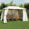 Gazebo c/ teto duplo/paredes de malha 3.93x2.93 m aço creme 1
