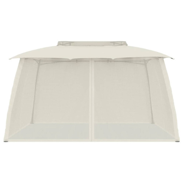 Gazebo c/ teto duplo/paredes de malha 3.93x2.93 m aço creme M 3