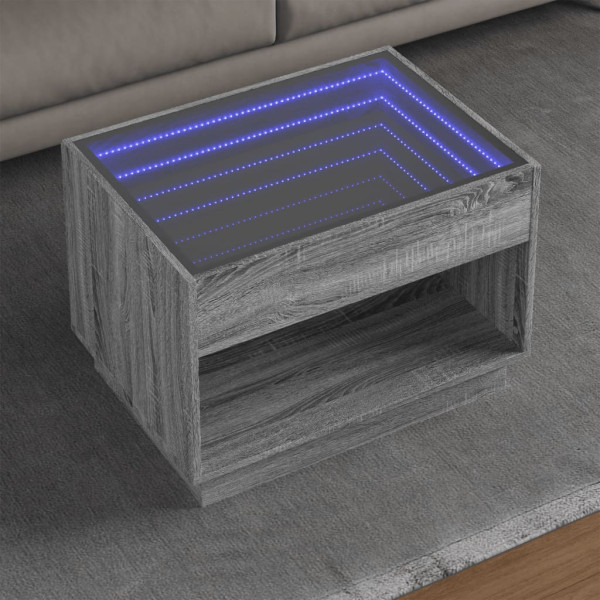 Mesa de centro con Infinity LED gris Sonoma 70x50x50 cm D