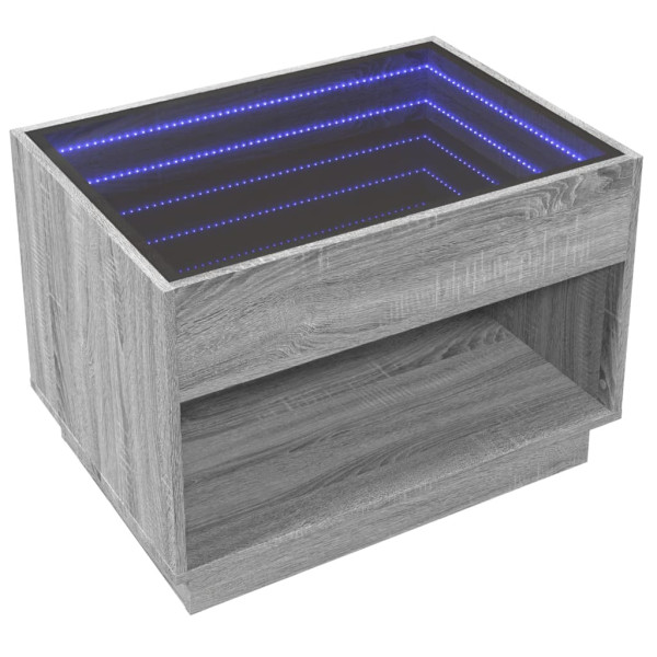 Mesa de centro luzes LED Infinity 70x50x50 cm cinzento sonoma M 5