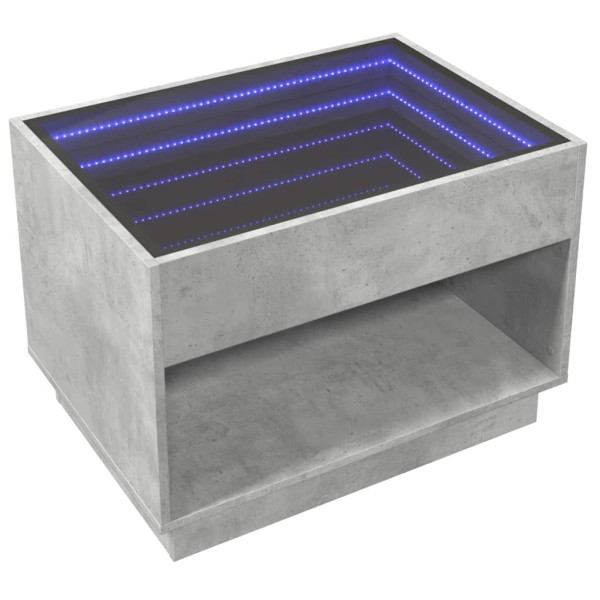 Mesa de centro luzes LED Infinity 70x50x50 cm cinzento cimento M 5